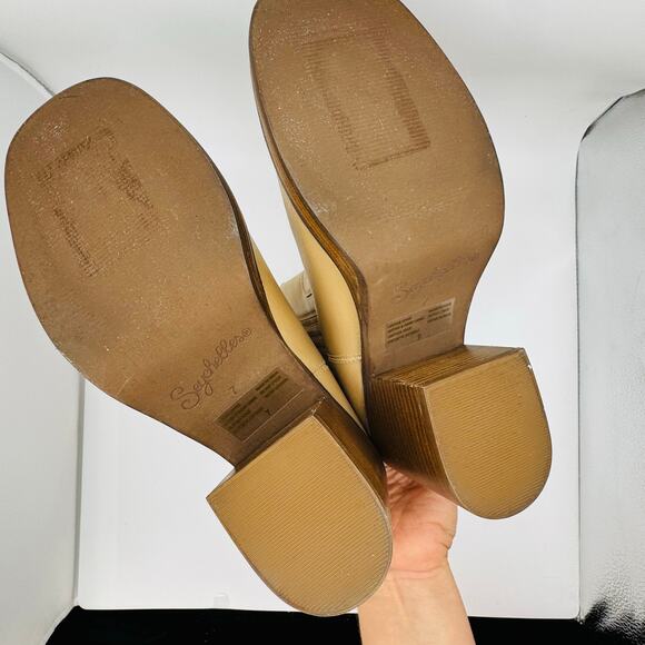 SEYCHELLES WESTERN BLOCK HEEL SWEET NEUTRAL BEIGE ESCAPE LEATHER BOOT  size 7 - Picture 6 of 11